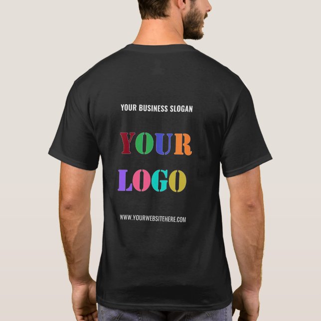 Custom Company Logo Text Website Business T-Shirt (Back)