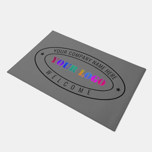Custom Company Logo Text Welcome Business Doormat (Angled)