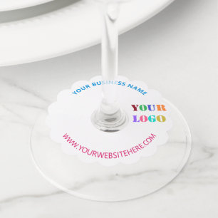 Custom Company Logo Text Wine Glass Tag Template