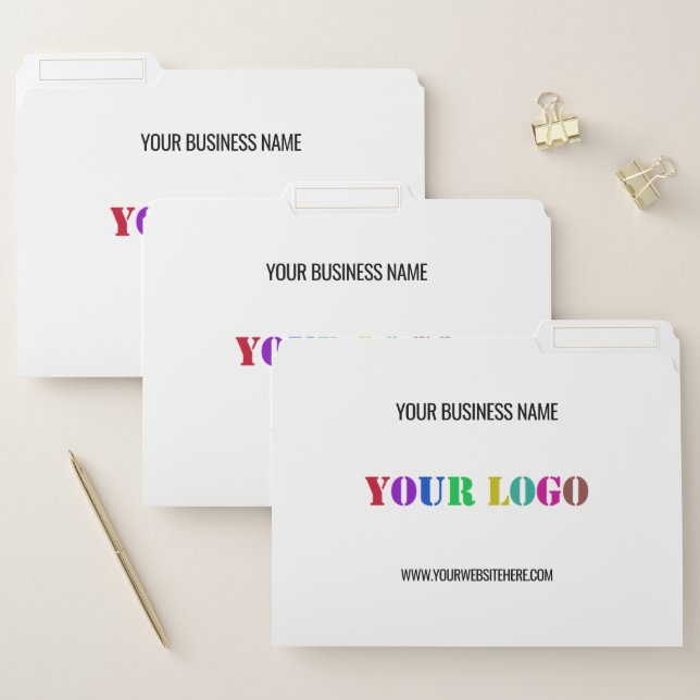 Custom Company Logo Text Your Business File Folder (Set)