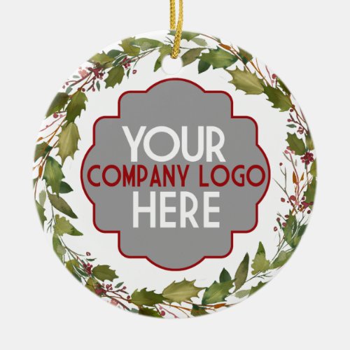 Custom Company Logo Thank You Appreciation Holiday Ceramic Ornament