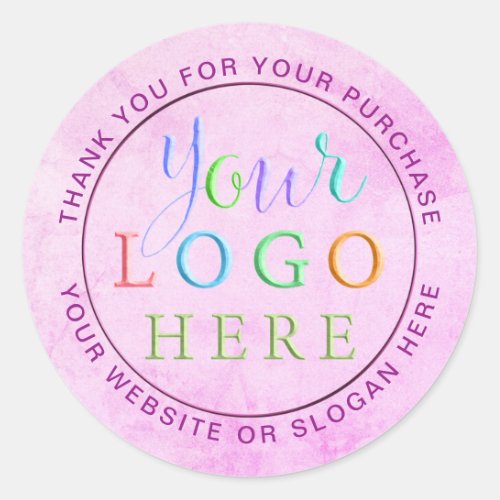 Custom Company Logo Thank You Sticker Pink