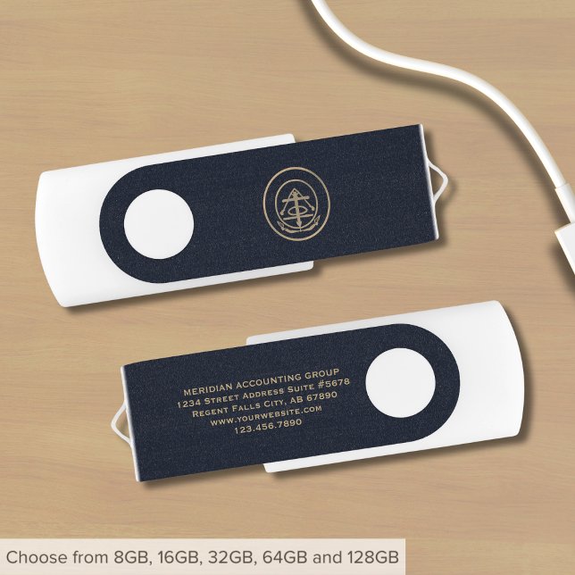 Custom Company Logo USB Navy Blue Flash Drive (Creator Uploaded)