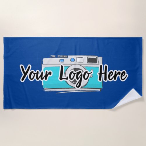 Custom Company Logo Use Own Business Logo Blue Beach Towel