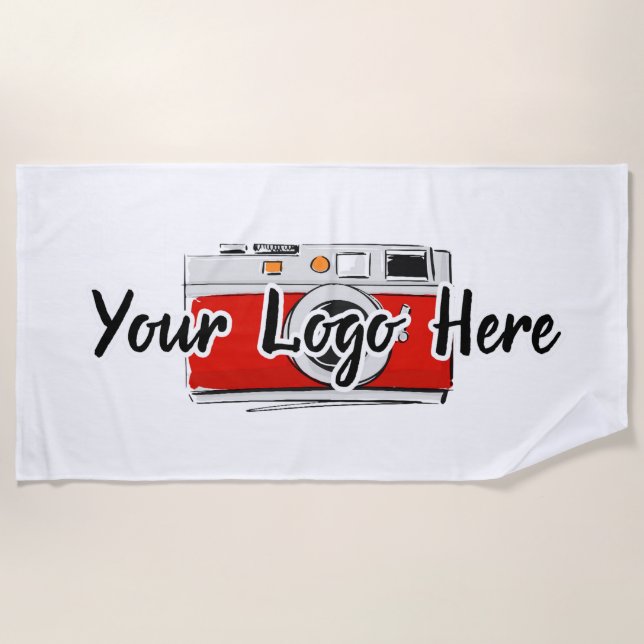 Custom Company Logo Use Own Business Logo White Beach Towel (Front)