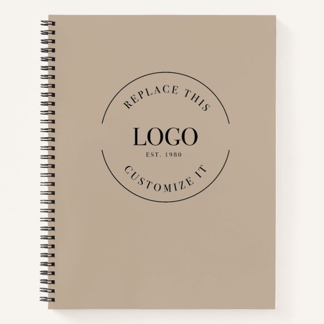 Custom Company logo website Minimalist Beige Notebook (Front)
