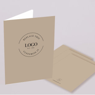 Custom Company logo website Minimalist Beige Pocket Folder