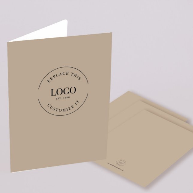 Custom Company logo website Minimalist Beige Pocket Folder (Beige Cream professional business folder)