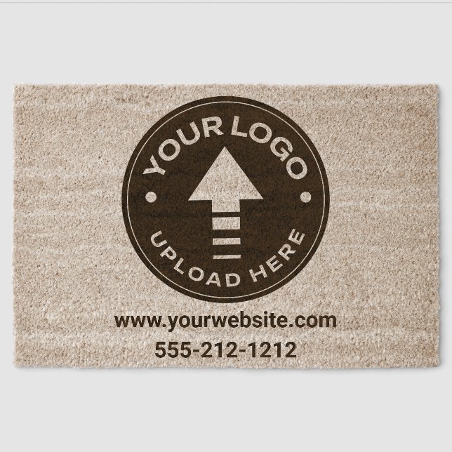 Custom Company Logo Website Phone Number Fiber Doormat (Front)