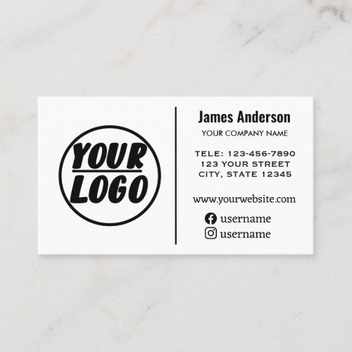 custom company Logo  white minimal Professional  Business Card