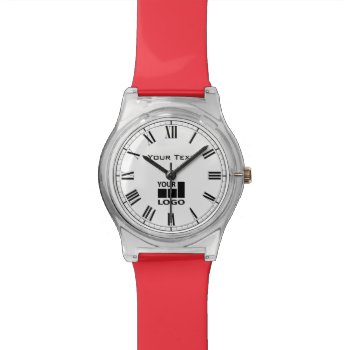 Custom Company Name And Logo Roman Numerals Watch by VillageDesign at Zazzle