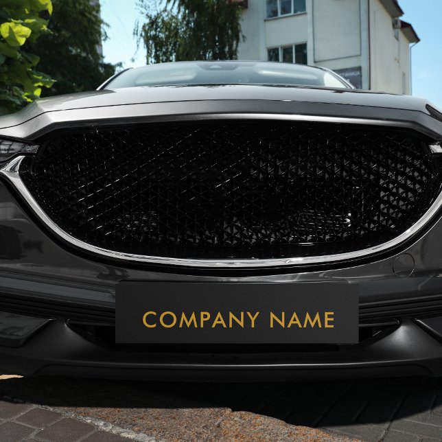 Custom Company Name Gold Script Typography License Plate (Creator Uploaded)