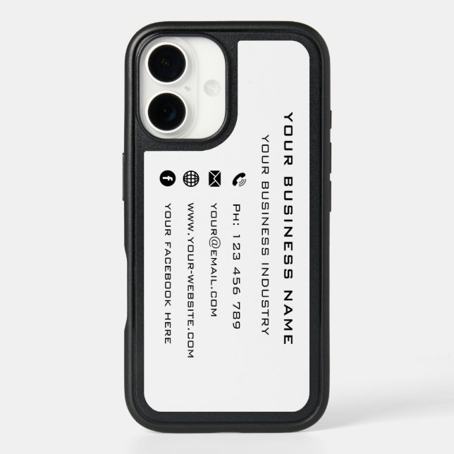 Custom Company Name Info Text Business iPhone Case (Back)