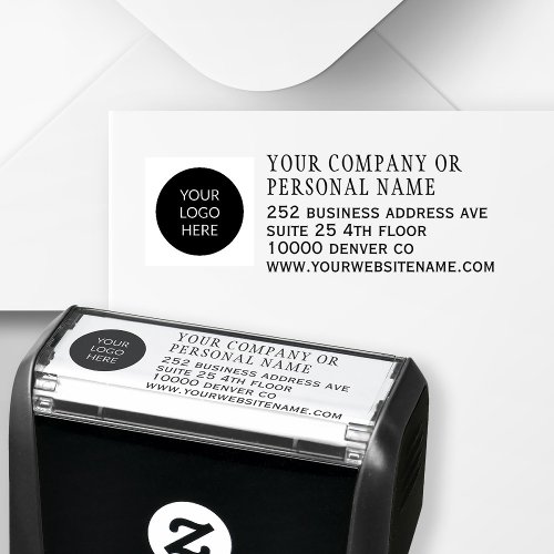 Custom company name logo address self_inking stamp