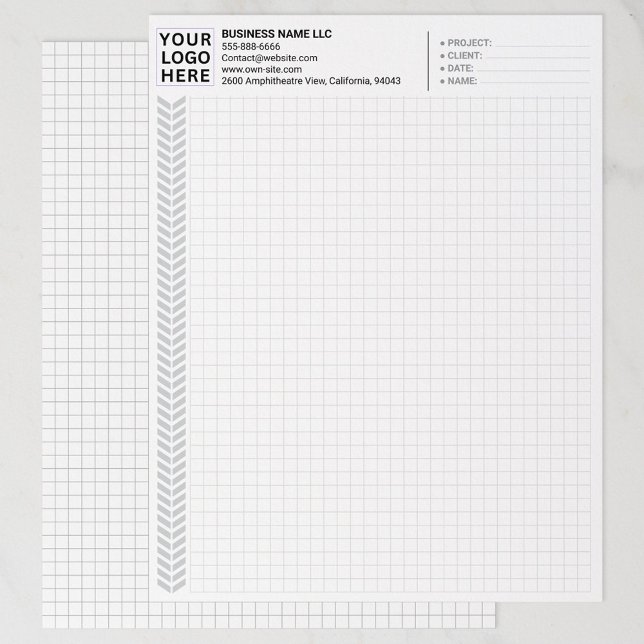 Custom Company Name & Logo | Graph Paper Sheets  (company logo on grid paper, bulk custom graph papers)