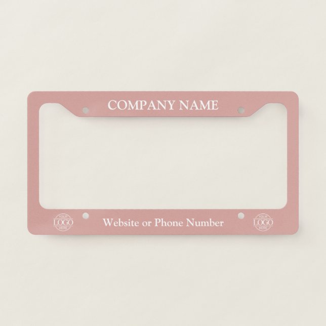 Custom Company Name & Logo Small Business Branding License Plate Frame (Front)