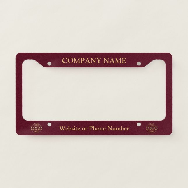 Custom Company Name & Logo Small Business Branding License Plate Frame (Front)