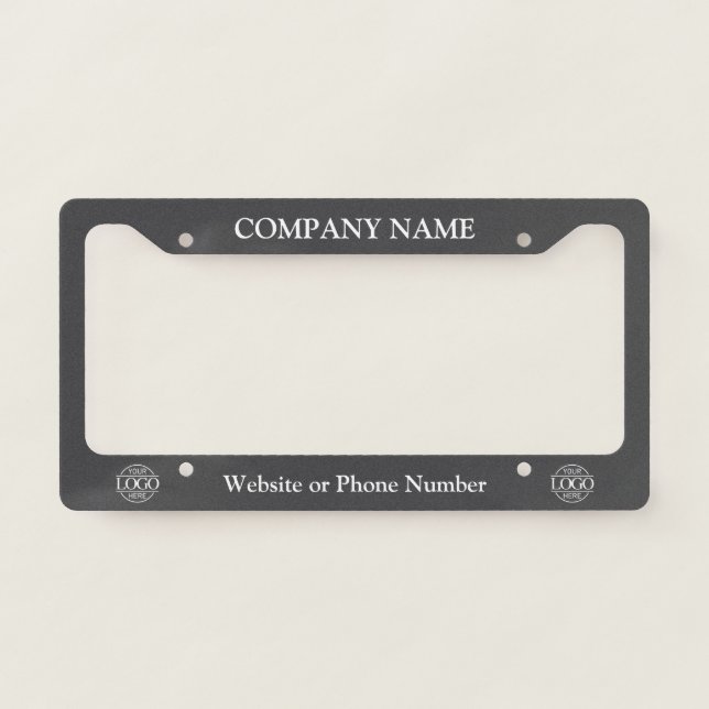 Custom Company Name & Logo Small Business Branding License Plate Frame (Front)