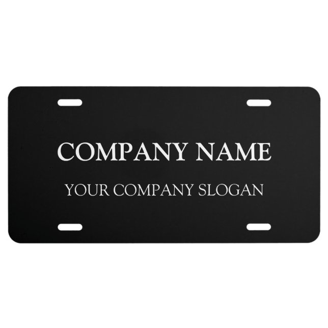 Custom Company Name Slogan Professional Branded License Plate (Front)