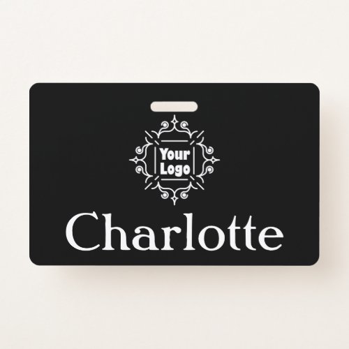 Custom Company or Business Logo and Name on Black Badge