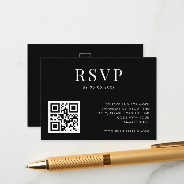 Custom Company Party Logo QR Code Business RSVP Enclosure Card (Front/Back In Situ)