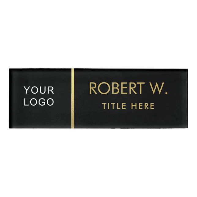 Custom Company Professional Business Logo Black Name Tag (Front)