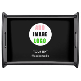 Custom Company Professional Business Logo Black Serving Tray