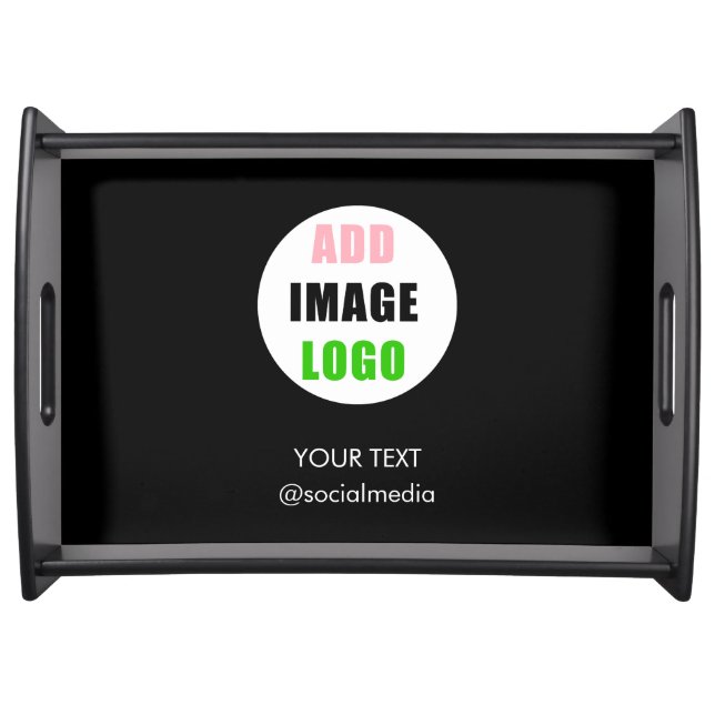 Custom Company Professional Business Logo Black Serving Tray (Front)