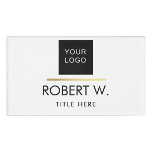 Custom Company Professional Business Logo White Name Tag