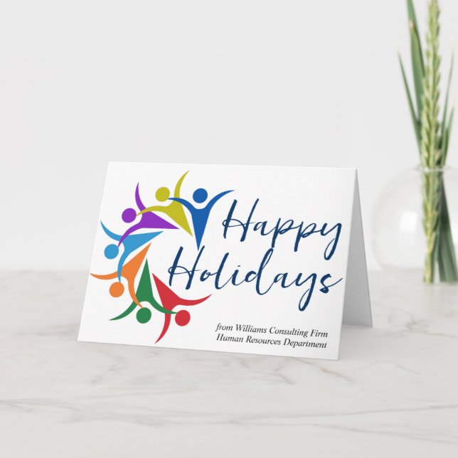 Custom Company Rainbow Human Resources Dept Folded Holiday Card (Front)