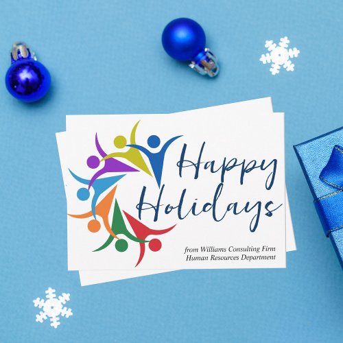 Custom Company Rainbow People Human Resources Dept Holiday Card