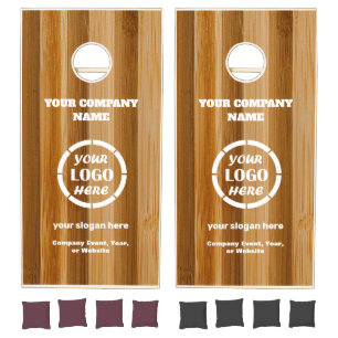 Custom Company Rustic Wood Logo Corporate Branding Cornhole Set