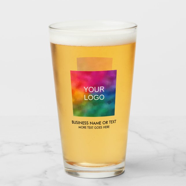 Custom Company Small Business Logo Here Beer Glass (Front Filled)