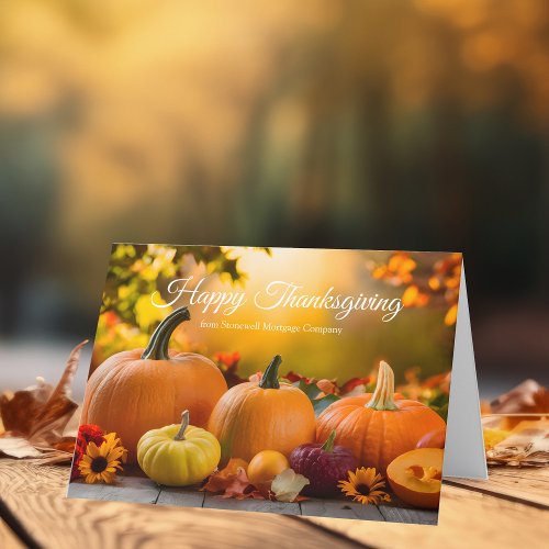 Custom Company Thanksgiving Marketing Fall Pumpkin Holiday Card