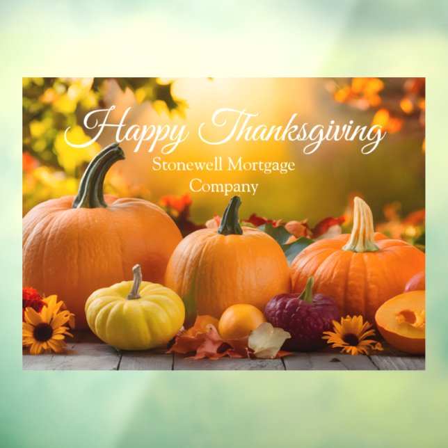 Custom Company Thanksgiving Pumpkin Marketing Window Cling (Sheet 3)