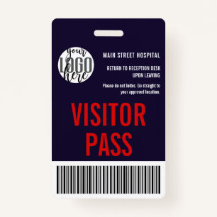 Custom Company Visitor Pass Barcode Logo ID Badge