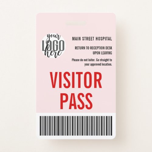 Custom Company Visitor Pass Barcode Logo ID Badge