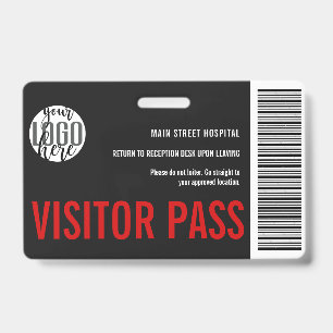 Custom Company Visitor Pass Barcode Logo ID Badge