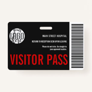 Custom Company Visitor Pass Barcode Logo ID Badge
