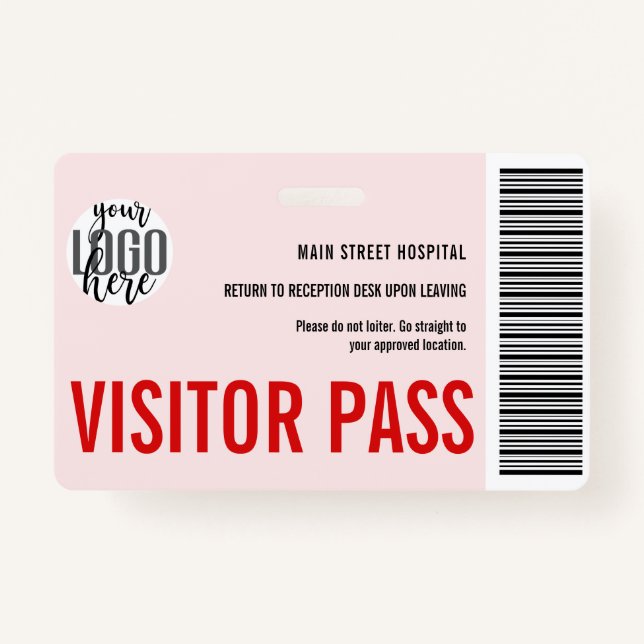 Custom Company Visitor Pass Barcode Logo ID Badge (Front)