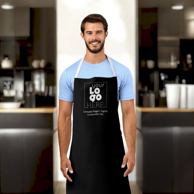 Custom Company White Logo on Black Staff Uniform Apron (Creator Uploaded)
