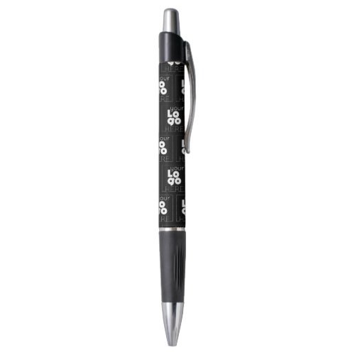 Custom Company White Logo Pattern on Black Pen