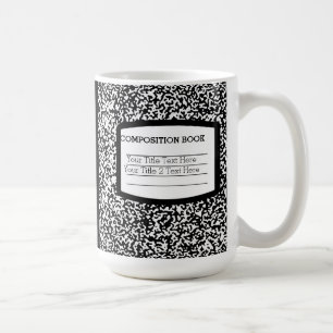 Custom Composition Book Black/White School/Teacher Coffee Mug