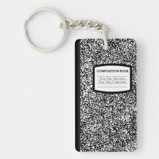 Custom Composition Book Black/White School/Teacher Keychain