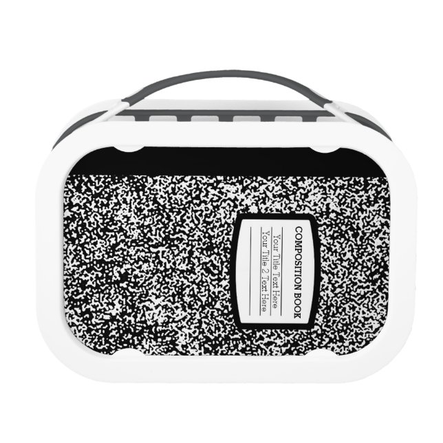 Custom Composition Book Black/White School/Teacher Lunch Box (Front)