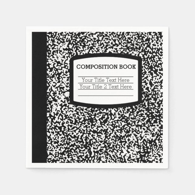 Custom Composition Book Black/White School/Teacher Paper Napkins (Front)