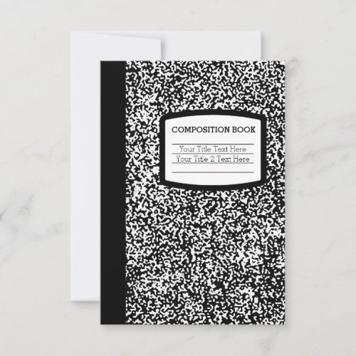 Custom Composition Book Black/White School/Teacher Custom Invites