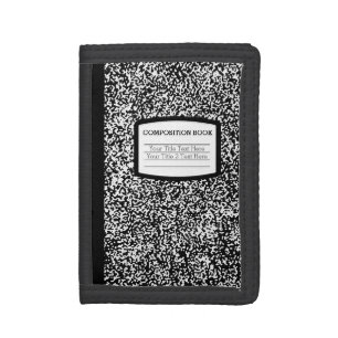 Custom Composition Book Black/White School/Teacher Tri-fold Wallet