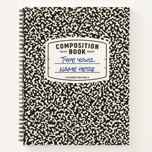 Custom Composition Notebook Black with Label