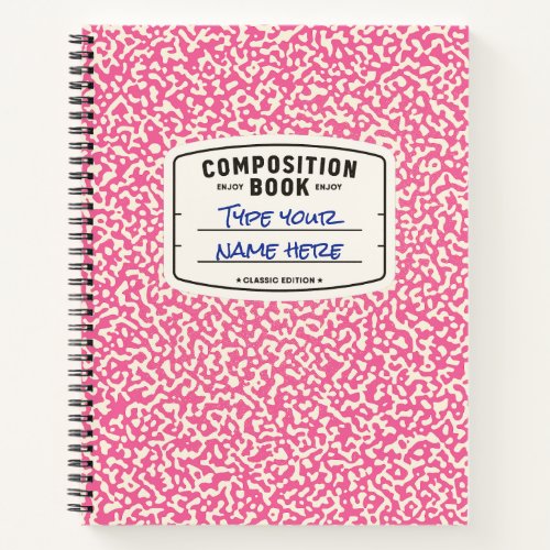 Custom Composition Notebook Pink with Label